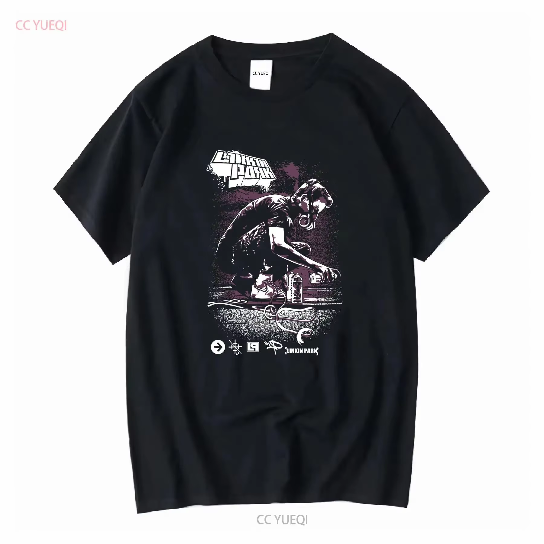 Black Linking Park Band T Shirt manches longues ou courtes vintage Vêtements de créateurs délavés Polyvalent Légèrement Élégant Mode décontractée