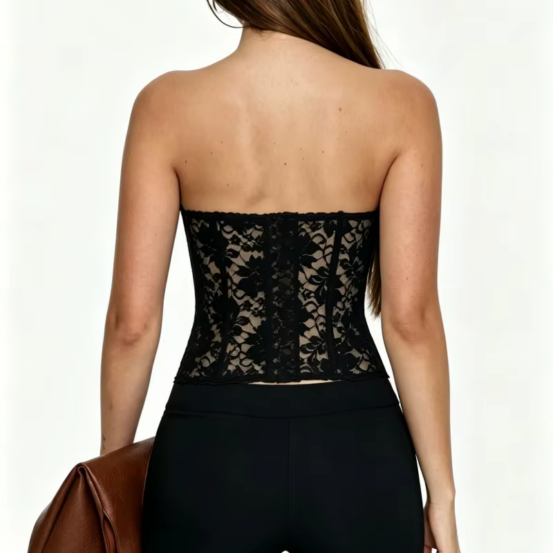 Haut corset en dentelle florale pour femme