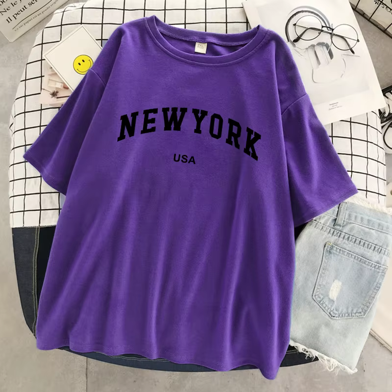 New York Usa ville lettre graphique t-shirt femmes coton Sport hauts été mode