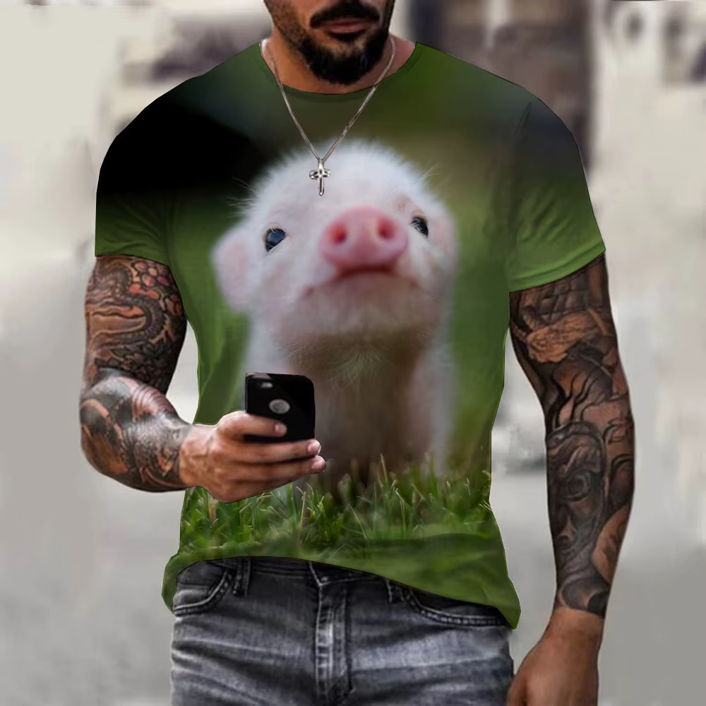 2025 t-shirts d'été nouveauté populaire Animal cochon impression 3d T-shirt drôle cochons haut décontracté respirant et
