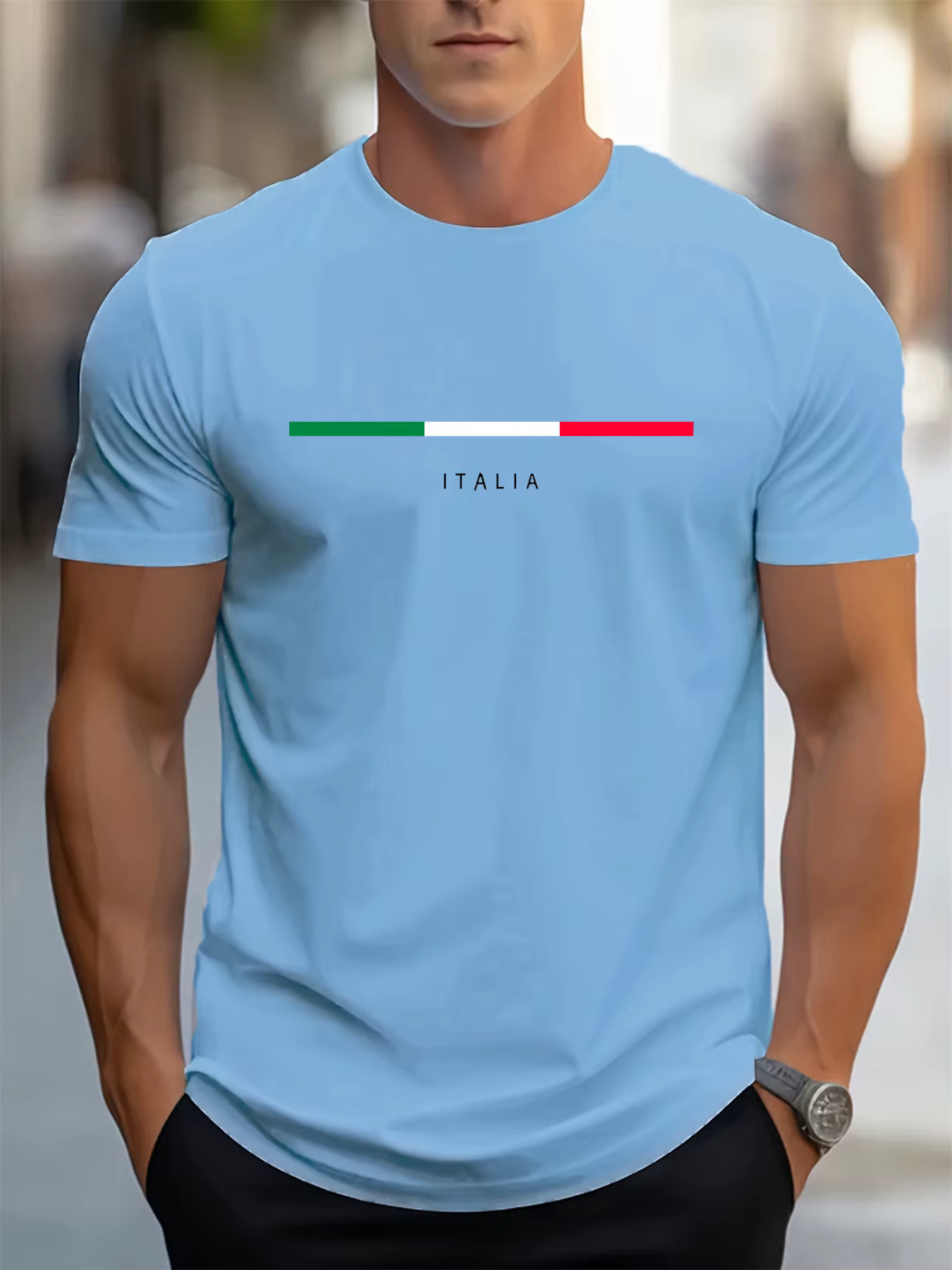 T-shirt classique à rayures vertes