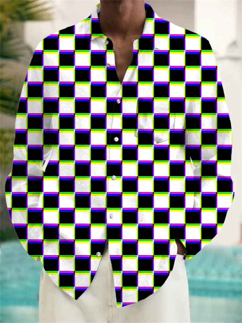 Chemise léopard loup noir et blanc pour hommes