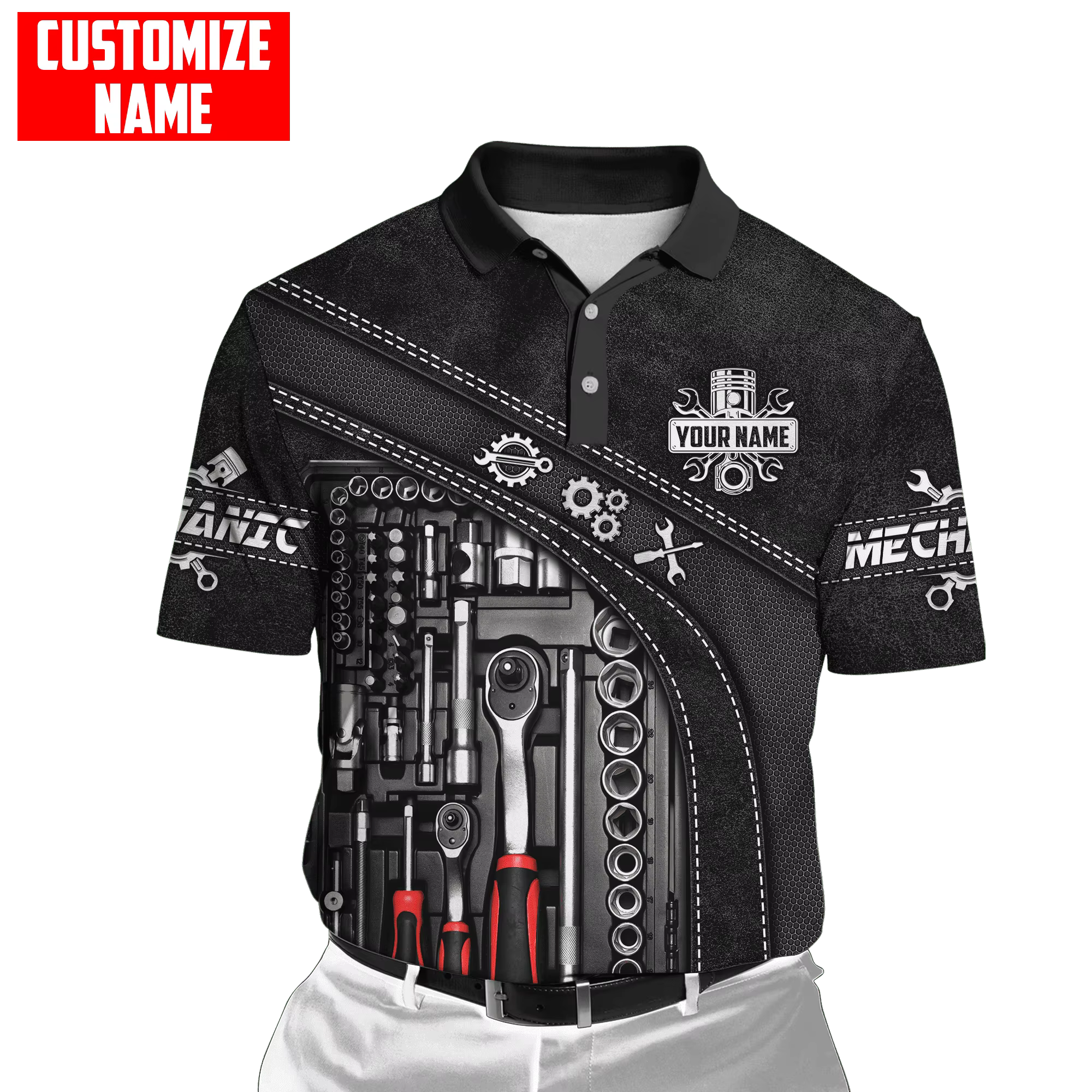 Polo à Manches Courtes avec Nom Personnalisé pour Homme
