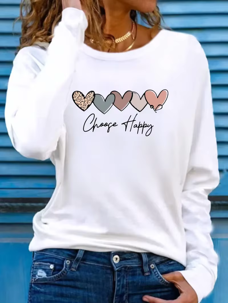 Coeur imprimé chemise drôle gothique T-Shirt femmes décontracté