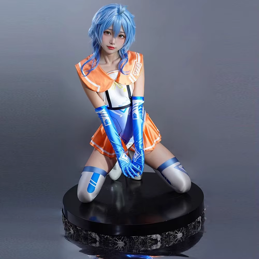 Femmes sans manches Cosplay maillots de bain fête Clubwear mignon maillot de bain ensembles jupe de bain justaucorps gants cuissardes body vêtements de plage