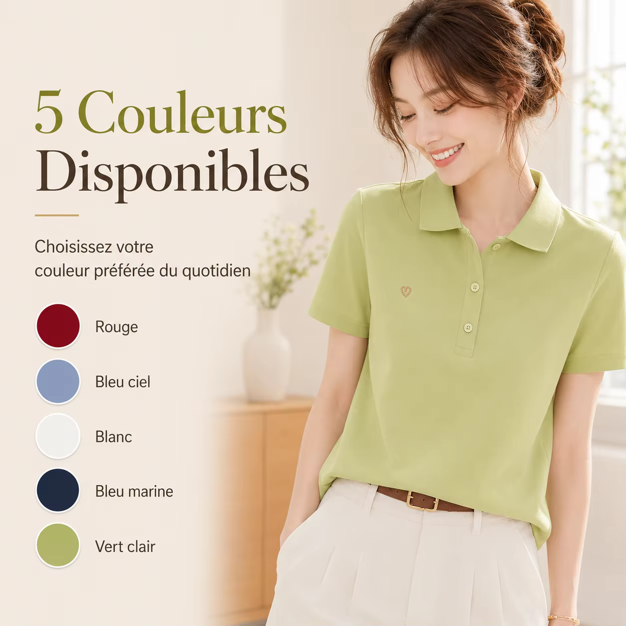 Chemise polo en coton mélangé pour femmes