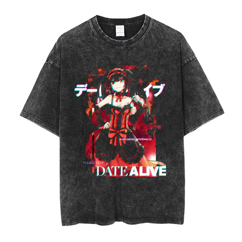 Elfen Lied Lucy Manga T-shirt graphique Vintage lavé surdimensionné