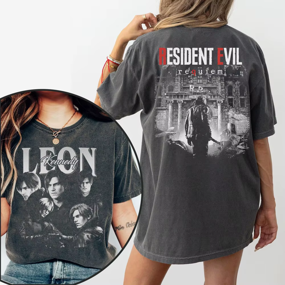 T-shirt Leon S. Kennedy Resident Evil 9 Requiem Biohazard Tee Grace Emily Gideon à manches courtes pour femme printemps-été unisexe