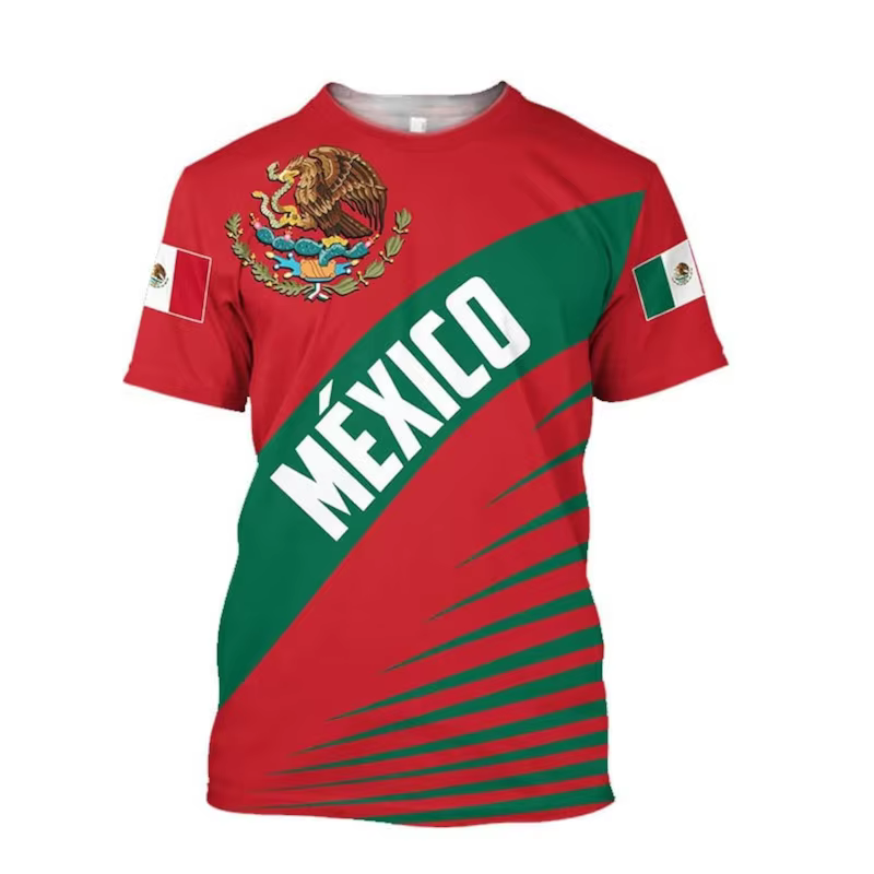 Drapeau du mexique 3d imprimé hommes T-shirt mode