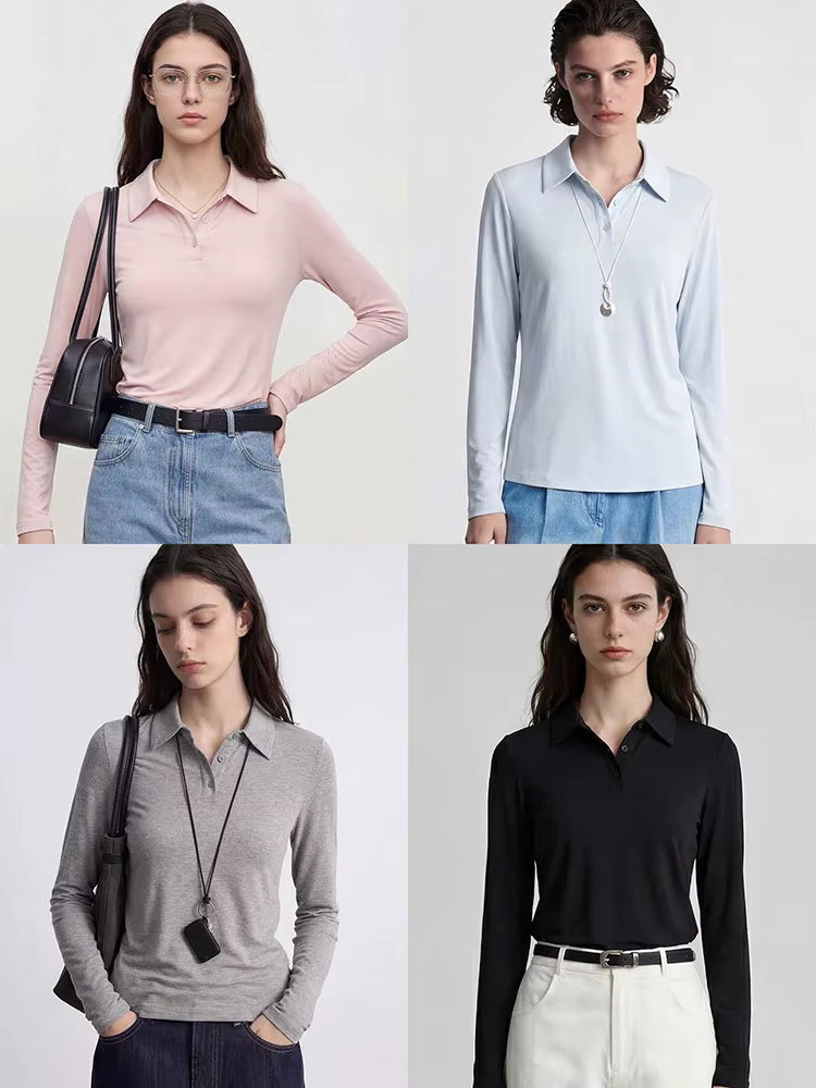 T-shirt Polo à manches longues pour femmes