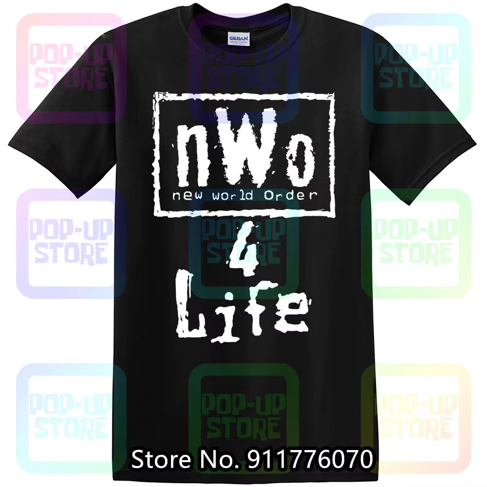 NWO-Grand T-shirt Noir pour Homme, New World Order 4 Life, Bin F