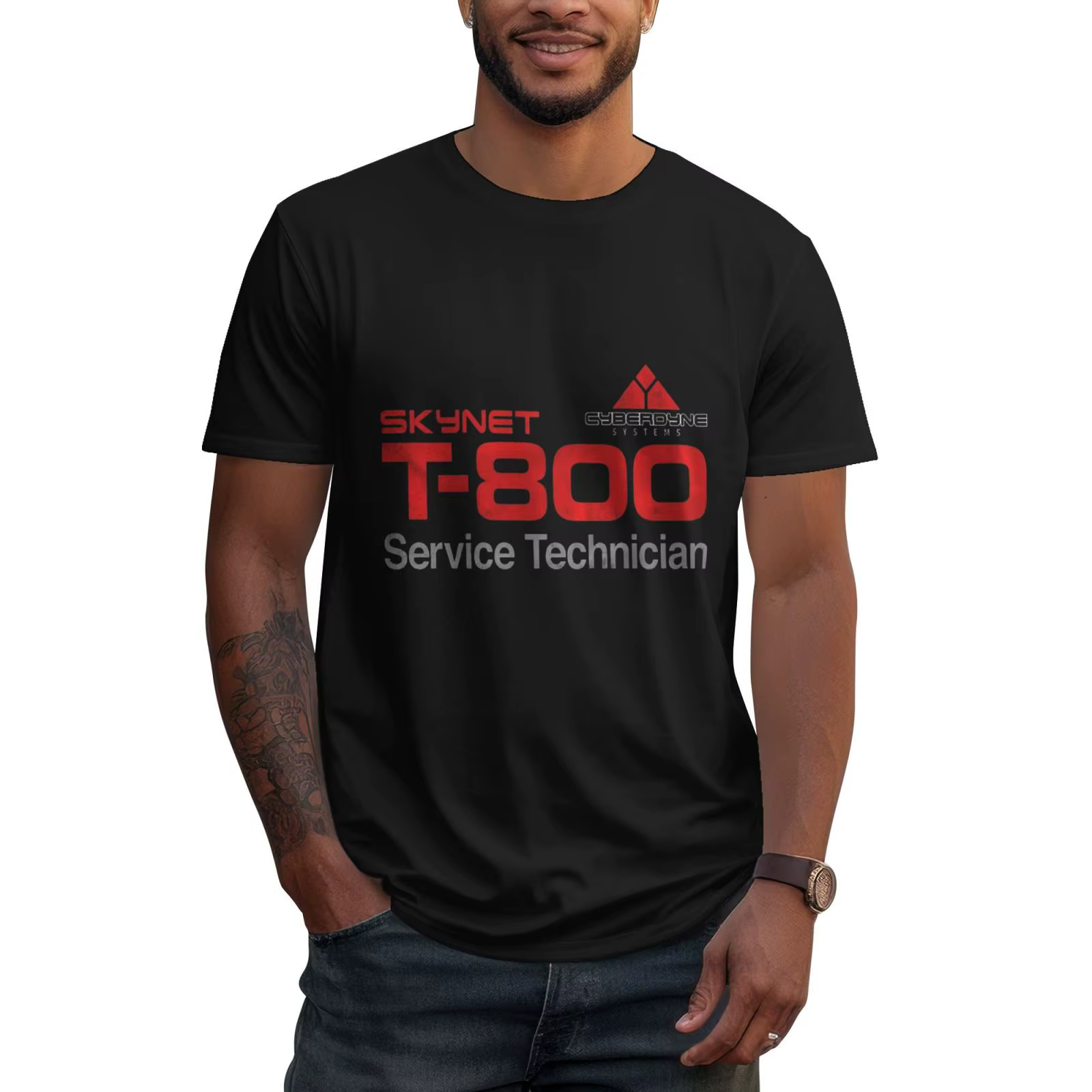 T-800 technicien T-Shirt hommes Terminator Cyberdyne Cyborg coton grands