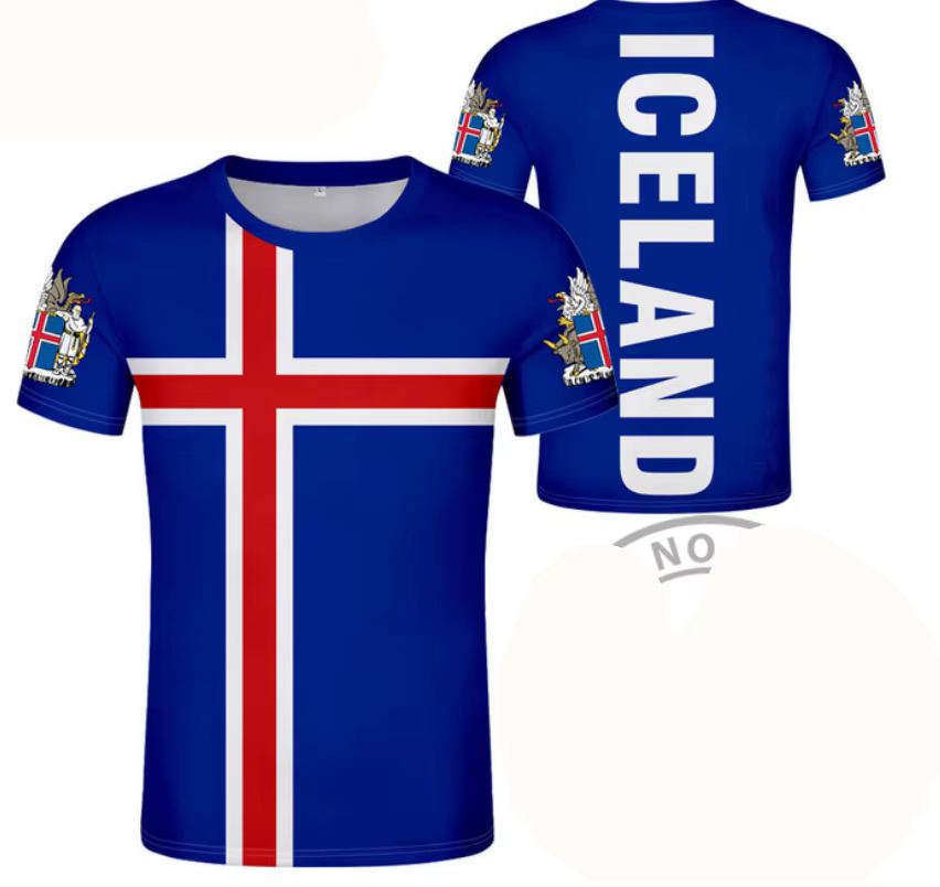 T-shirt unisexe décontracté avec emblème de la Nation islandaise