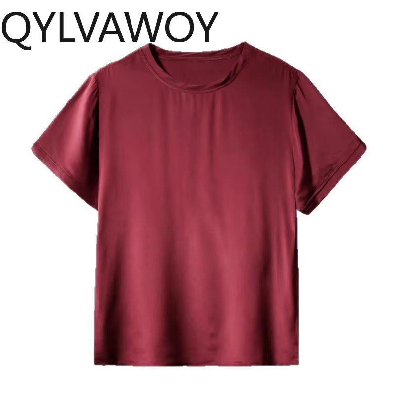 QYLVAWOY T-shirt fin d'été 100% Soie de Mûrier pour Homme