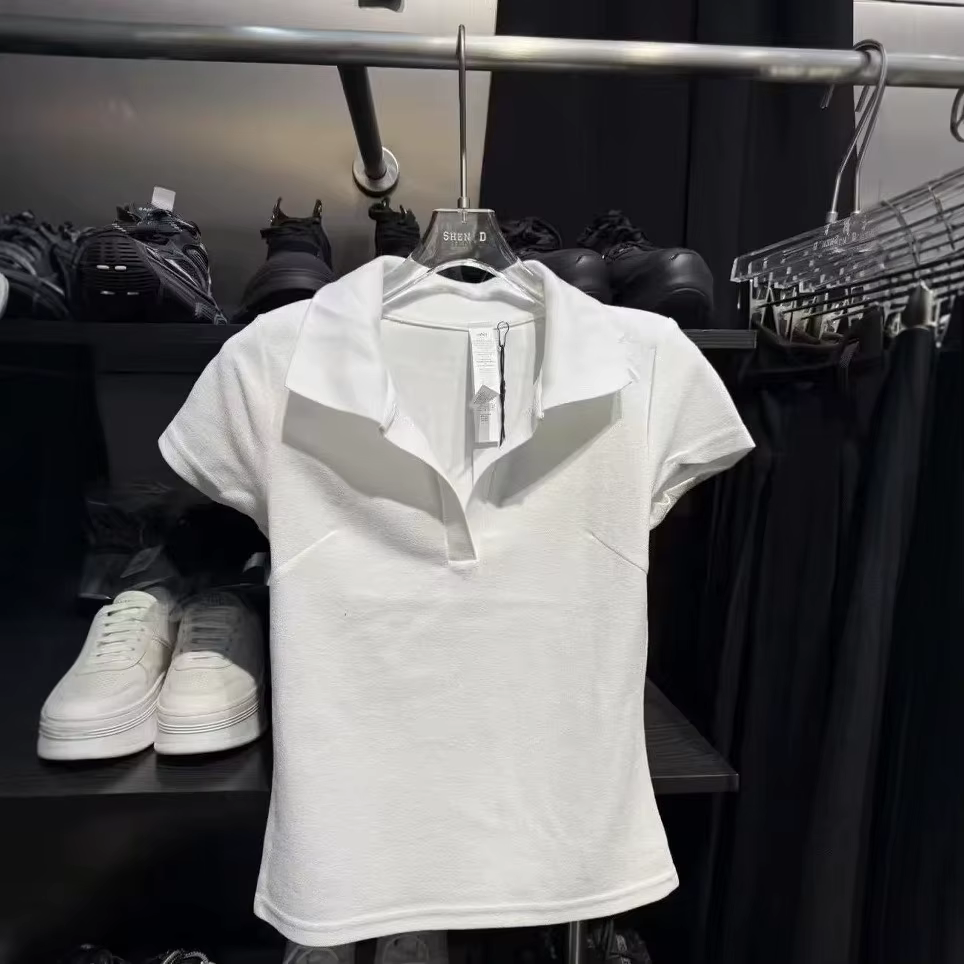 T-shirt Polo Femme A10 à Col Revers Manches Courtes Coupe Slim Amincissante pour le Tennis et le Yoga, Imprimé Décontracté et Simple