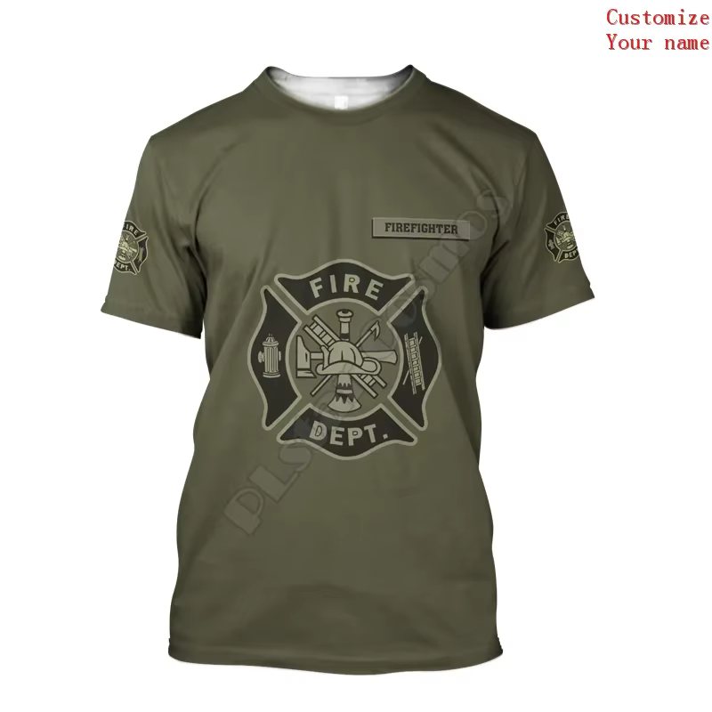Personnaliser nom pompier 3D partout imprimé T-shirts femmes pour hommes été