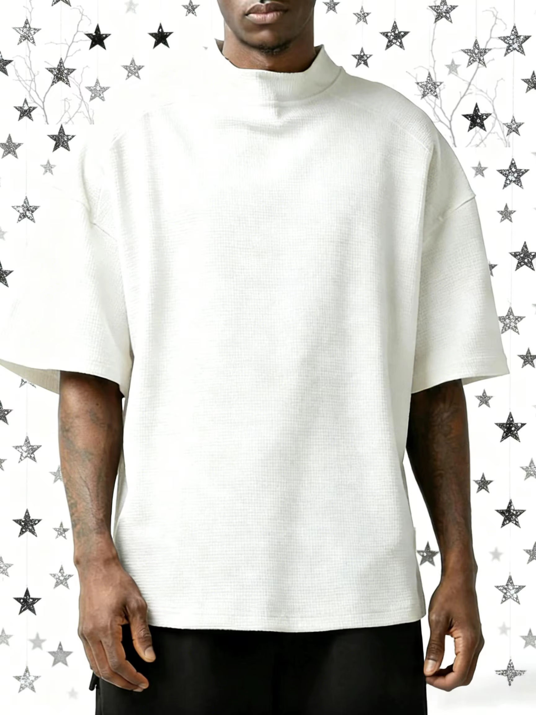 T-shirt à col roulé à manches courtes pour hommes
