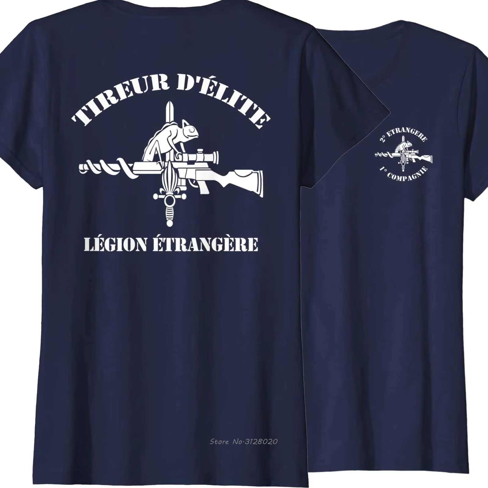 T-shirt de tireur des forces spéciales de la Légion étrangère française. Été coton à manches courtes col rond hommes