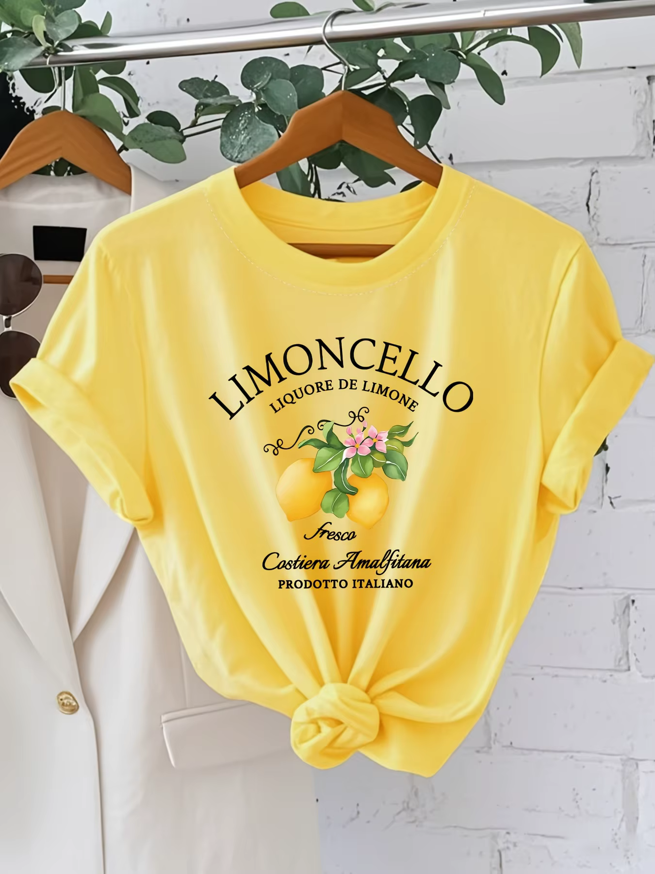 Nouvelle collection 2026 T-shirt italien Côte Amalfi Citron Col Rond avec Imprimé Fruits et Lettres Cool Manches Courtes Décontracté Été