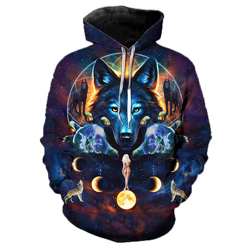 3D loup sweat à capuche pour homme