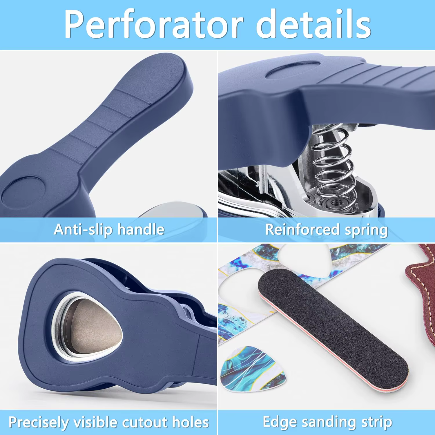 Perforateur de médiators pour guitare et basse avec 15 bandes de médiators variées, outil de fabrication de médiators, choix de cadeau