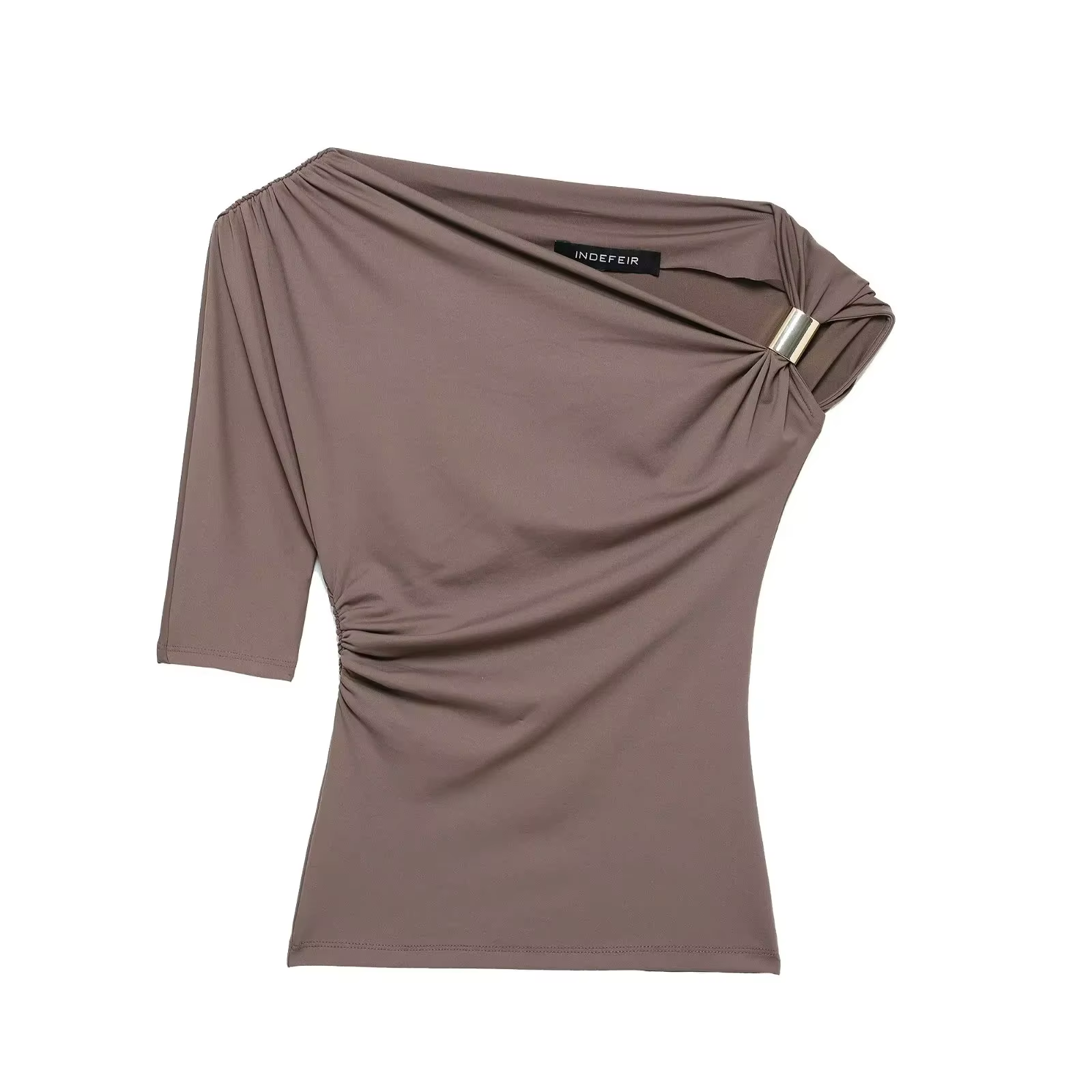 T-shirt en nylon asymétrique coupe ajustée