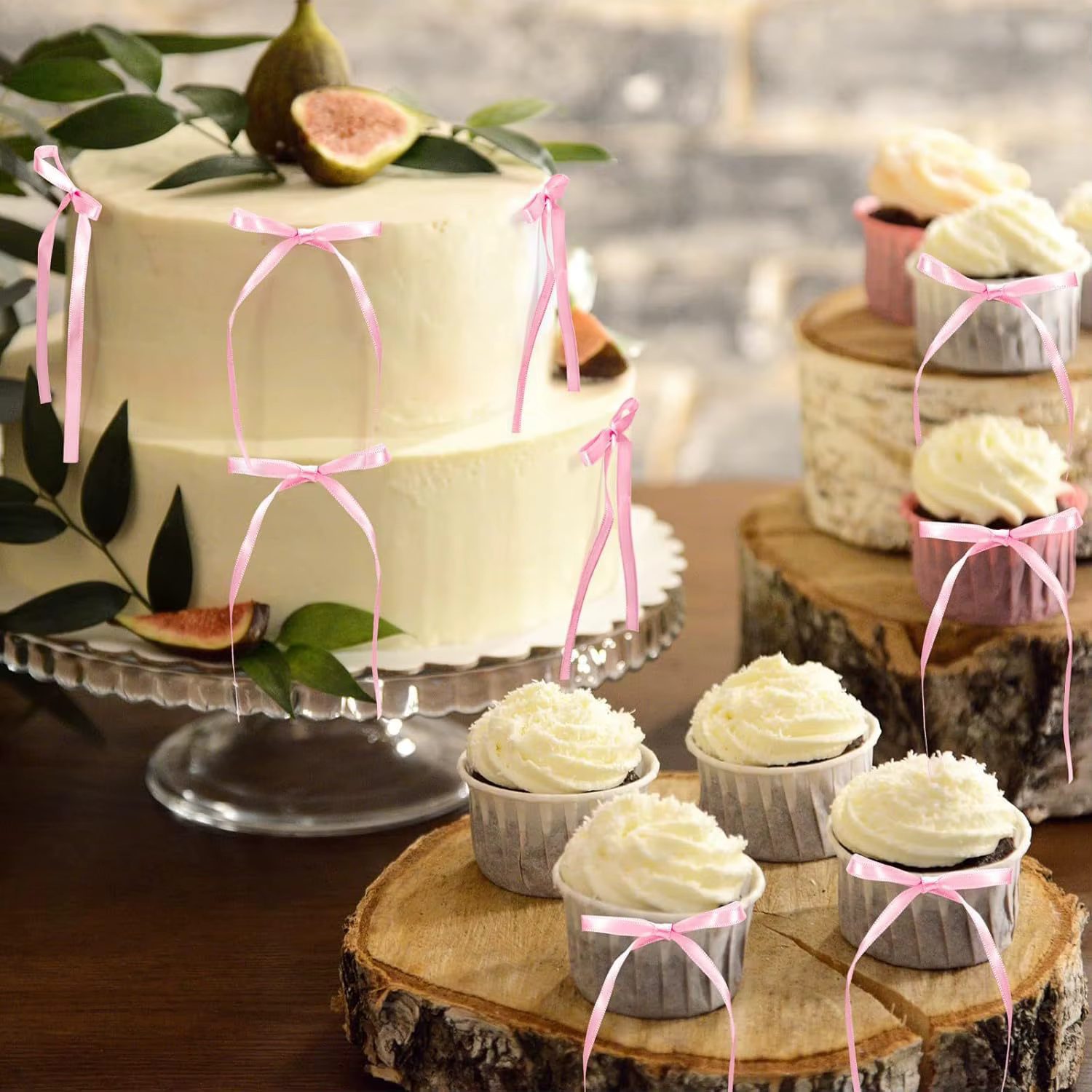 10/20/50 PIÈCES Arc Cupcake Toppers Décorations Rose Noir Arc Desserts Gâteau Topper Fille Anniversaire De Mariage Arc