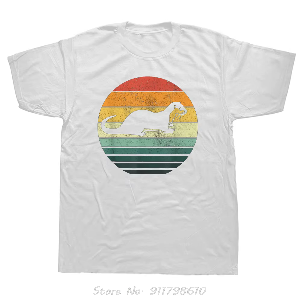 T-shirt surdimensionné drôle loutre de mer Animal coucher de soleil rétro Vintage hommes vêtements Streetwear Fitness