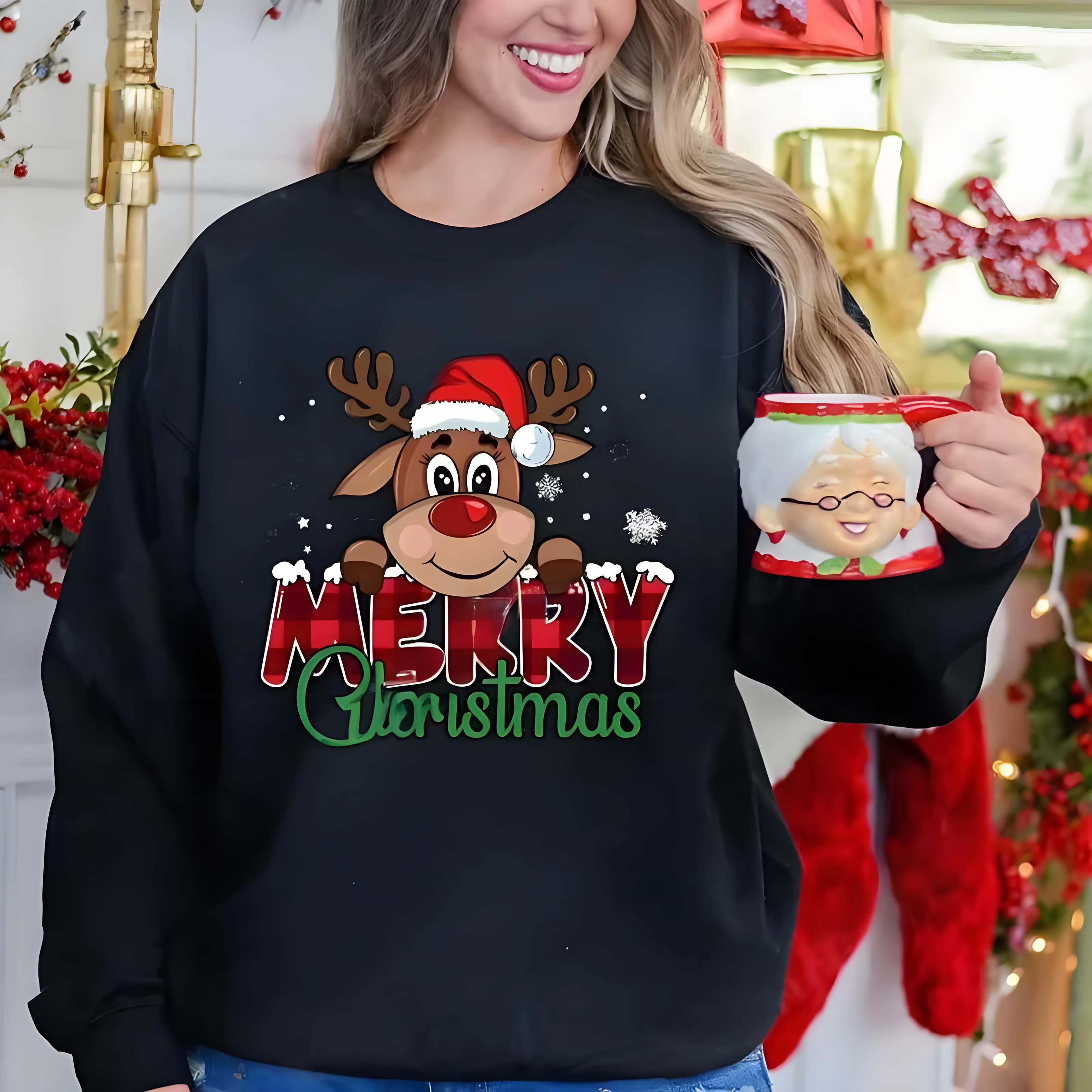 Sweat-shirt festif de noël pour femmes