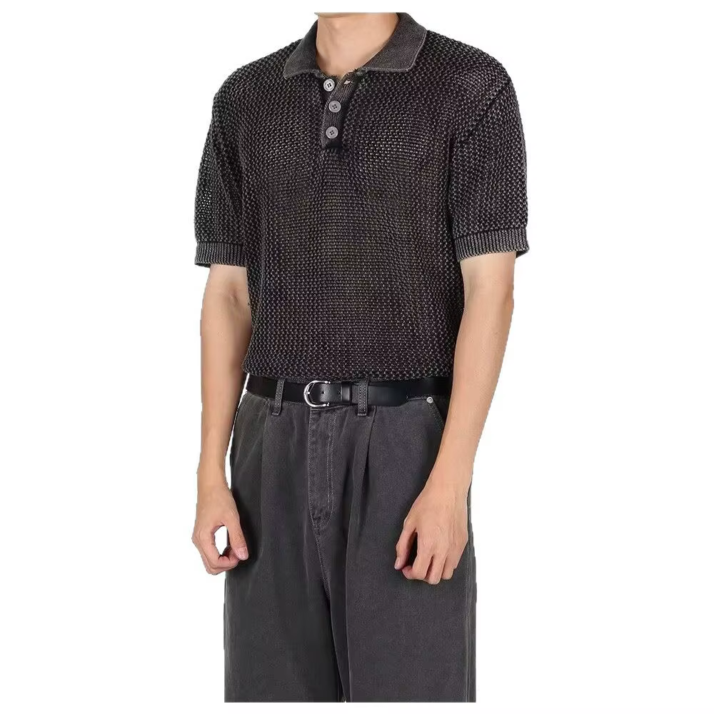 Polo homme d'été léger ajouré à manches courtes