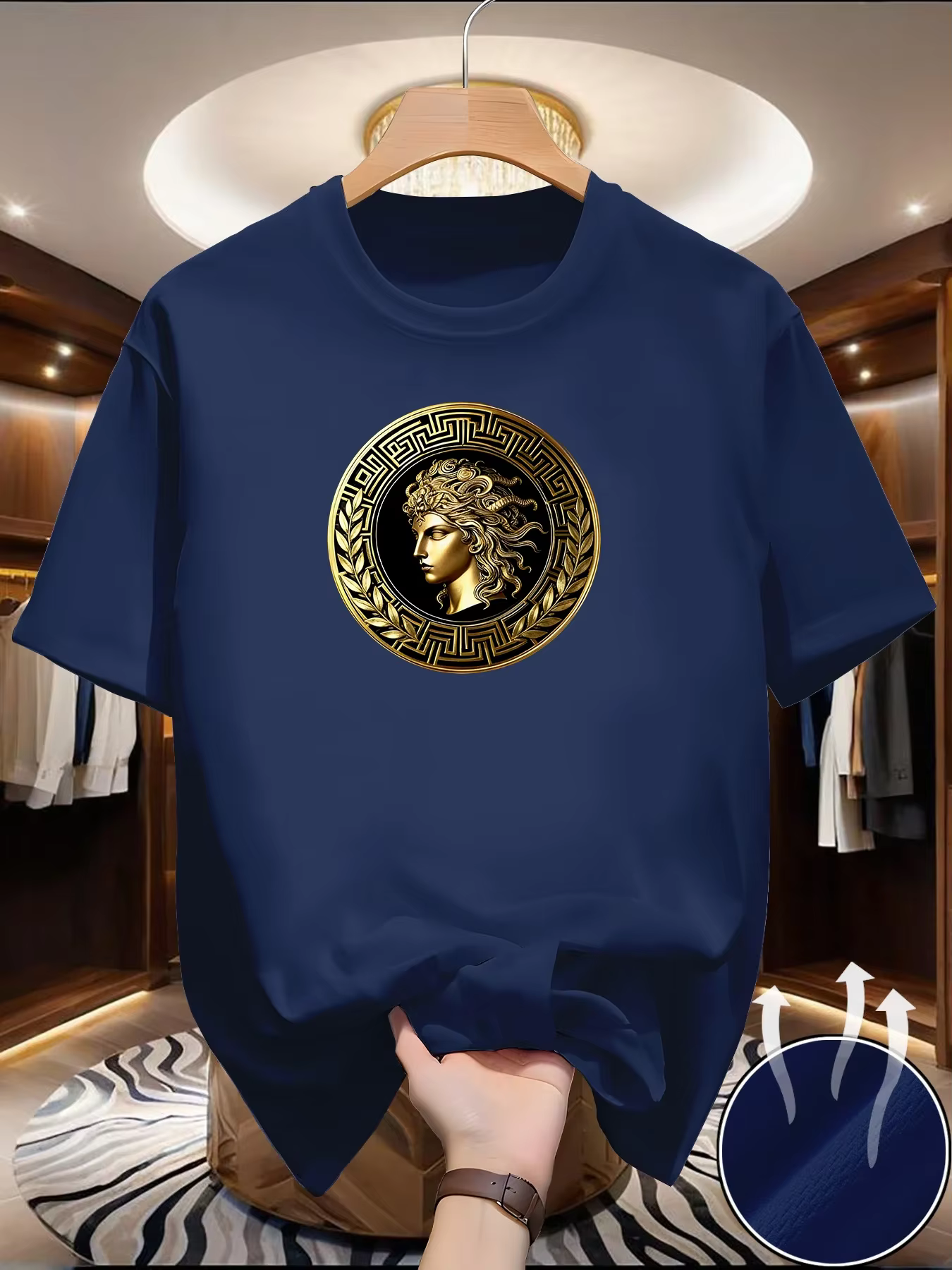 T-shirt Homme Imprimé Visage Latéral