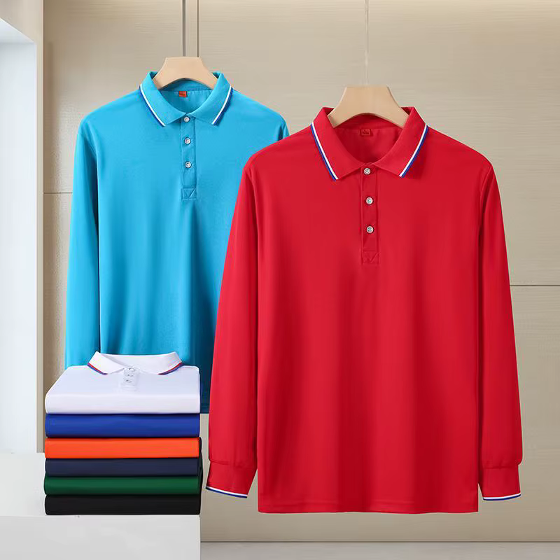 Nouveau Polo à manches longues T-Shirt Logo brodé col rabattu vêtements de travail uniforme de groupe personnalisé activité publicité S...