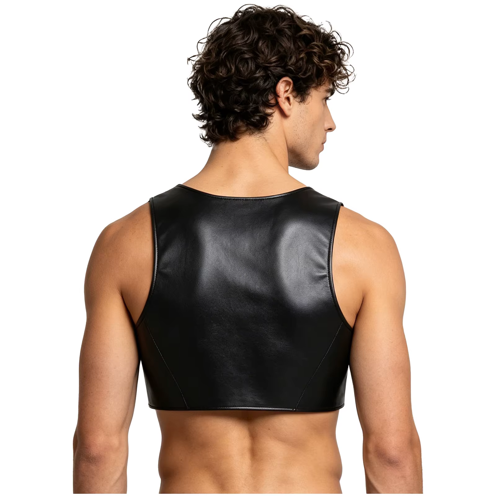 Débardeur court en similicuir PU pour homme