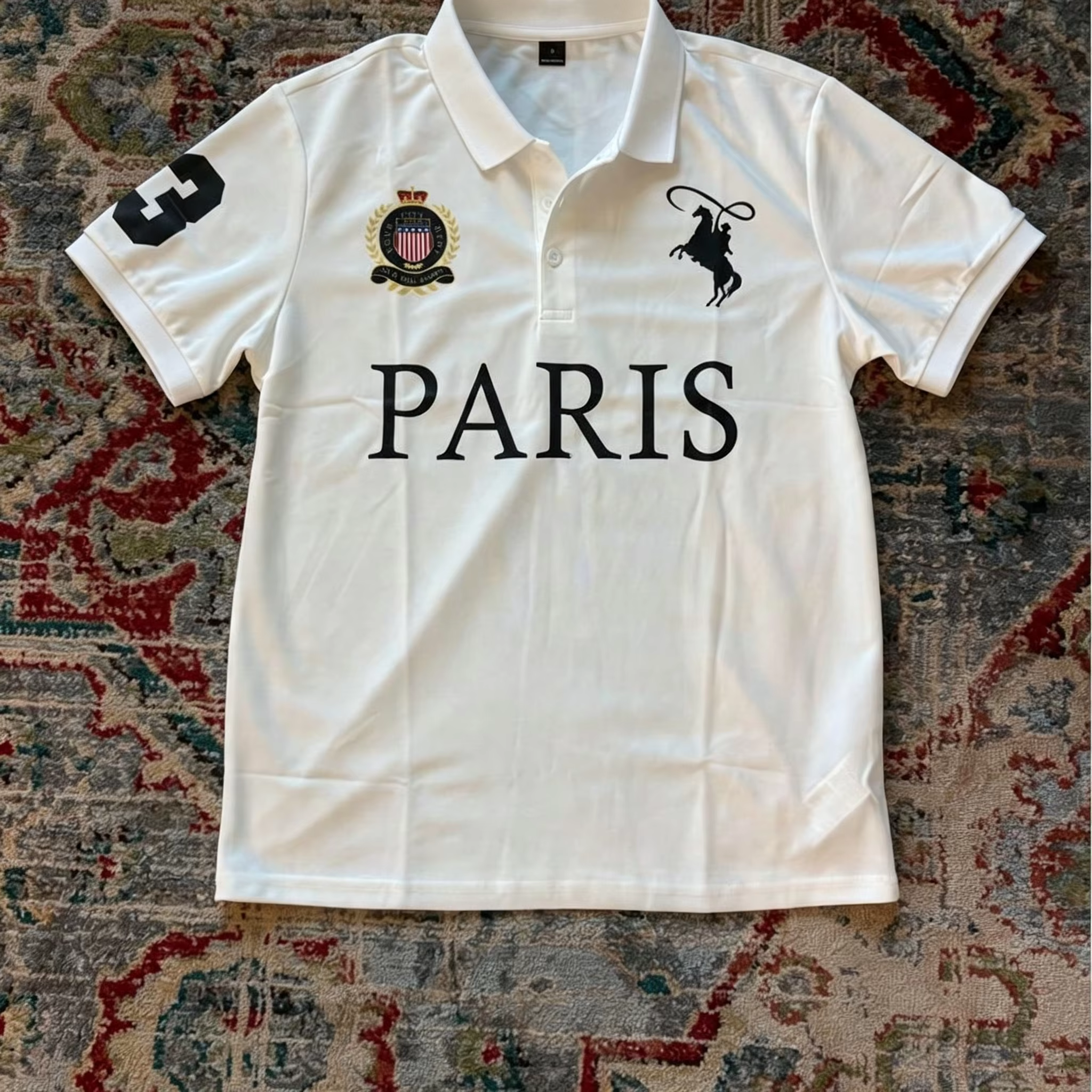 Polo Parisien Blanc Hip Hop Y2K, Polo Imprimé Rock Goth, Chemise Oversize, T-shirt Casual Punk, Minimaliste et Tendance