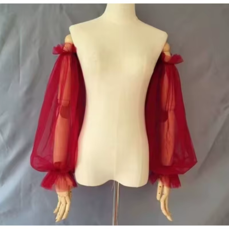 Robe de mariée en tulle pour femme, manches parfaites, costume de fête