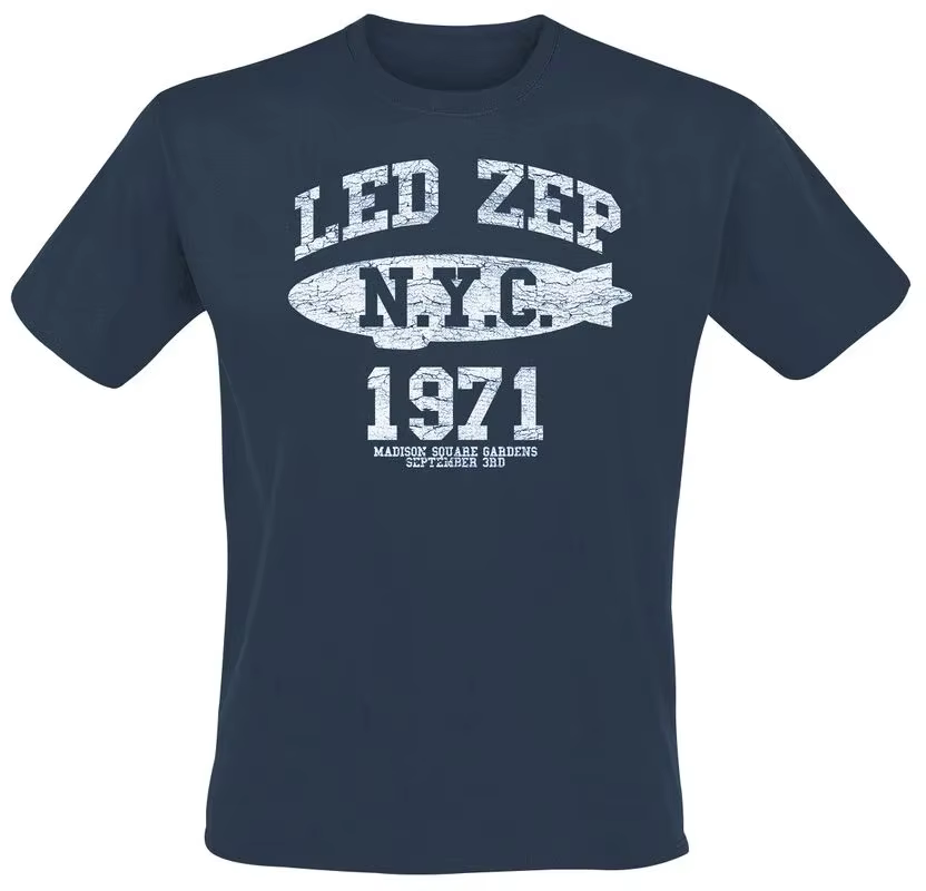Madison Square Garden 1975 Led Zeppelin Band T-Shirt 100% coton