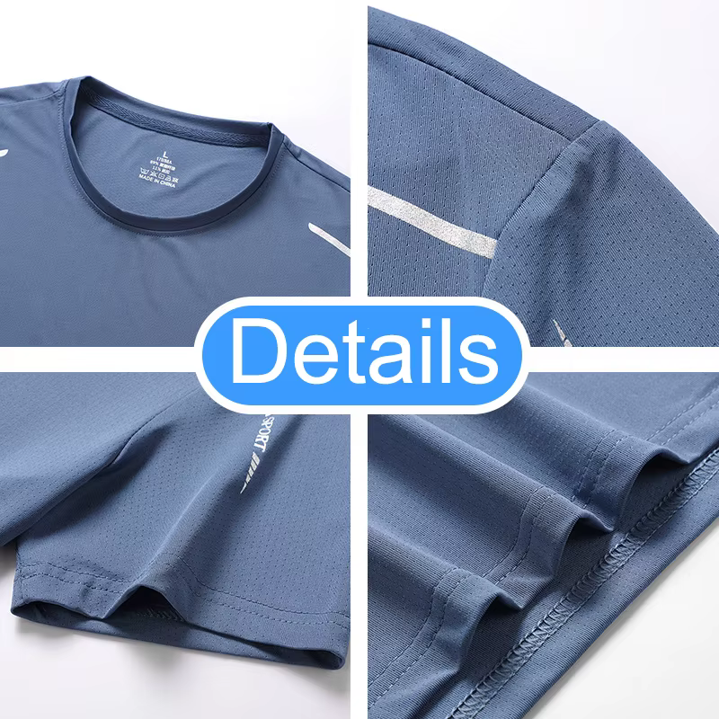 CHRLCK hommes course séchage rapide T-shirts respirant randonnée pêche