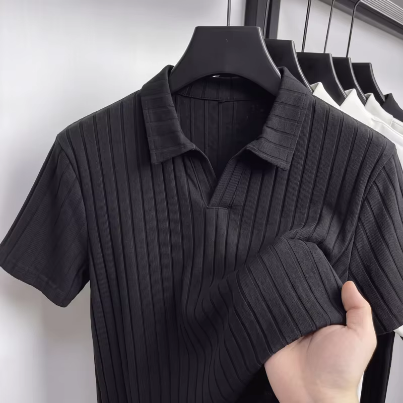 Polo en tricot côtelé pour homme