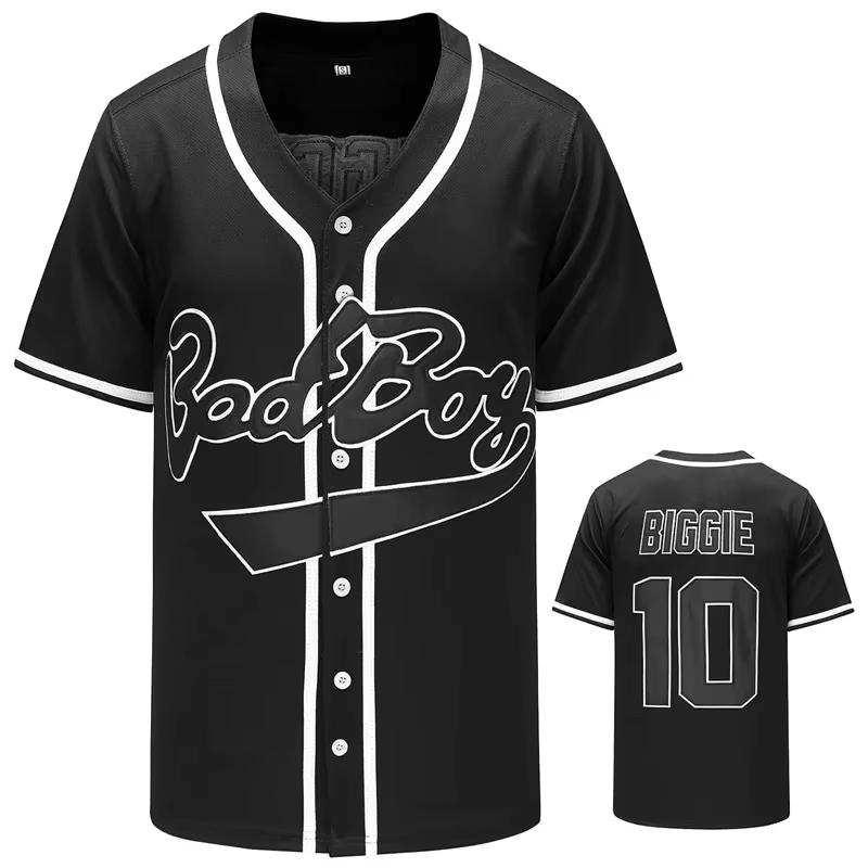 BIGGIE-Maillot de Baseball pour Homme, Sportif, Extérieur, Hip Hop, ix, Chemise, Logo, Couture, Broderie, Bad Boy, #10
