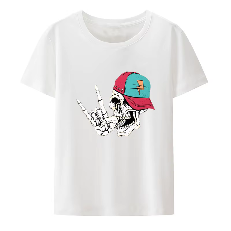 T-shirt unisexe avec impression de patins de crâne drôle