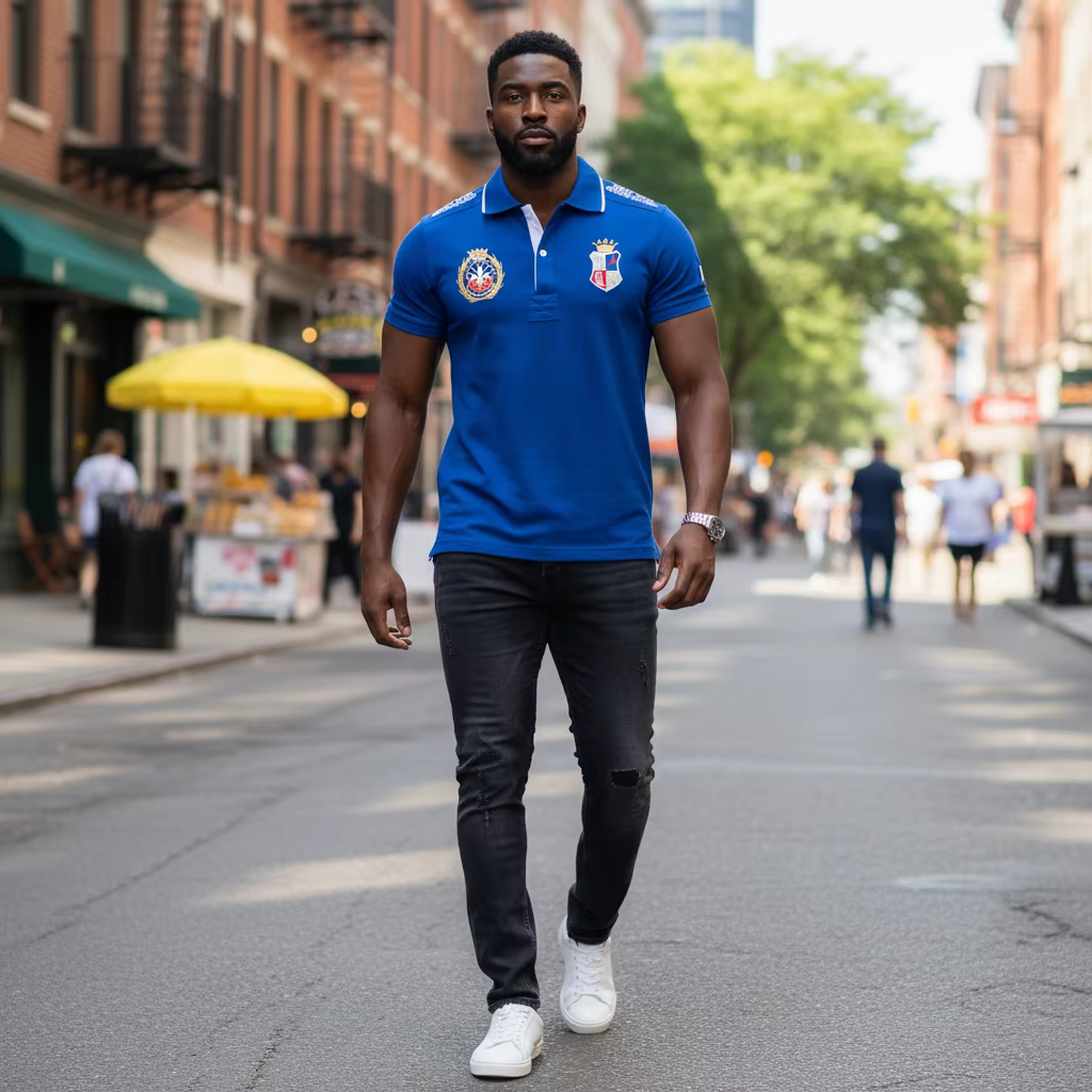 Nouveau Polo d'été pour Homme – Qualité Supérieure pour Fans de Football Français – Broderie Manches Courtes – Bleu Ample – Col Sport Golf – T-shirts