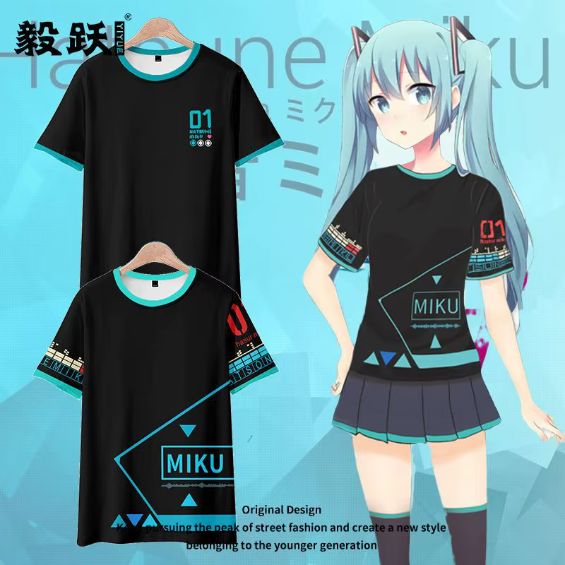 Hatsune Miku T-shirt dessin animé manches courtes pantalon ensemble