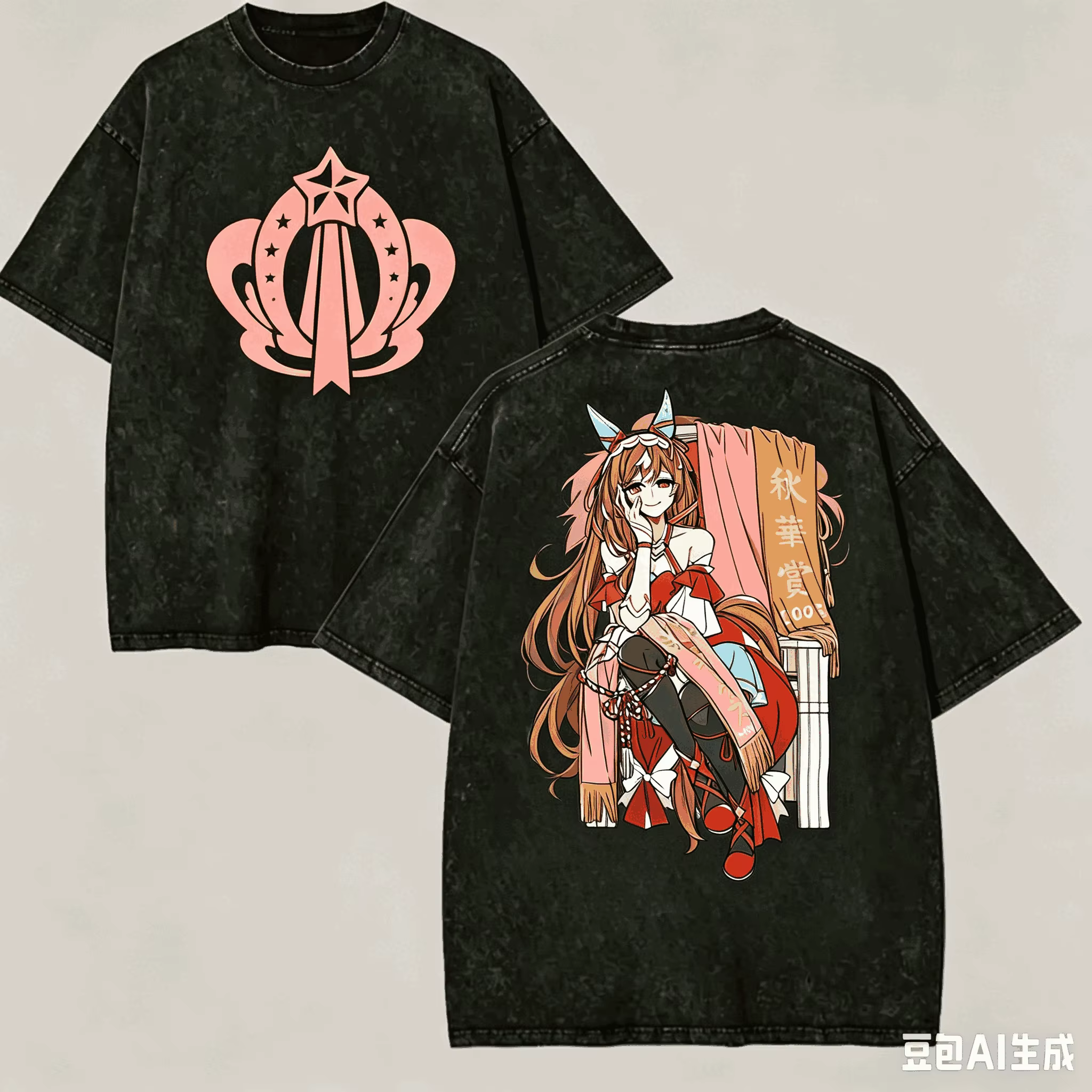 T-shirt délavé Umamusume pour les amateurs d'anime