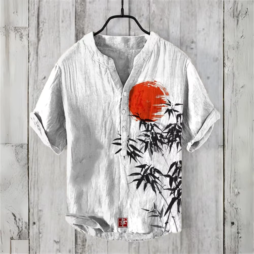 POLO chinois rétro à manches courtes pour hommes