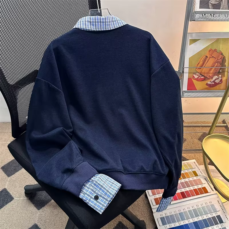 Sweat-shirts décontractés à col polo et demi-zip pour hommes