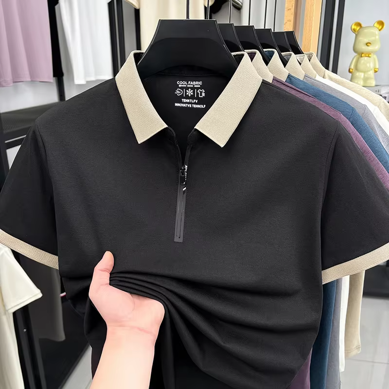 Polo à col zippé pour homme