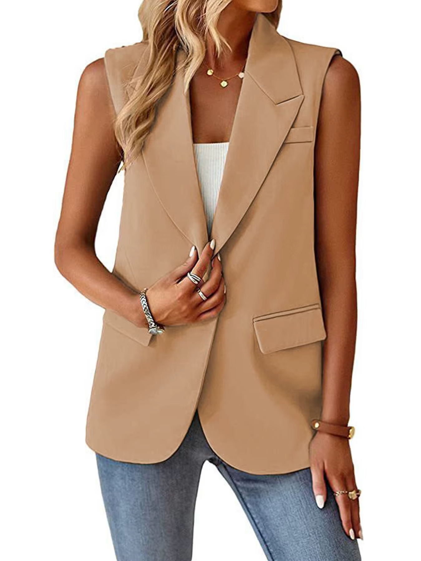 2025 femmes sans manches Blazer gilet décontracté bureau
