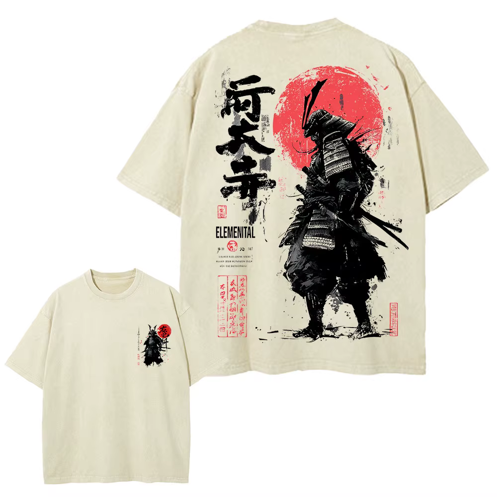 T173 T-shirts esprit samouraï japonais pour hommes