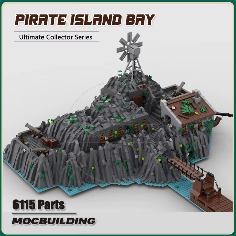 Décennie s de construction MOC Island, extension de l'île, architecture, technologie, briques, assemblage de bricolage, modèle de collection, jouets cadeaux, 7.5 ate Island Bay