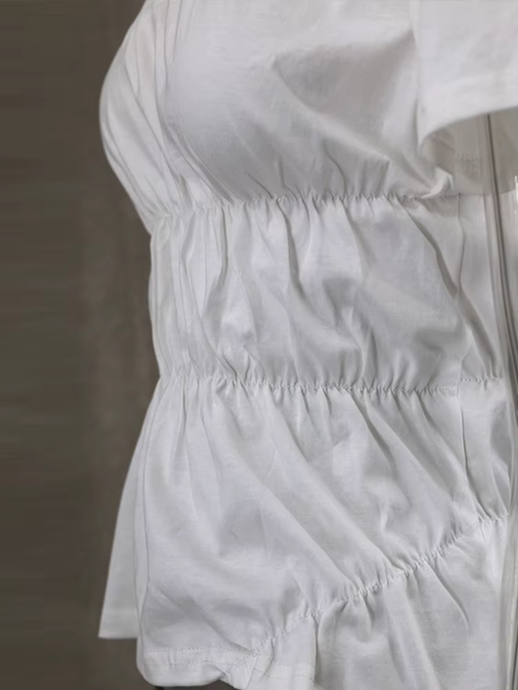 Chemise blanche froncée basique pour femme